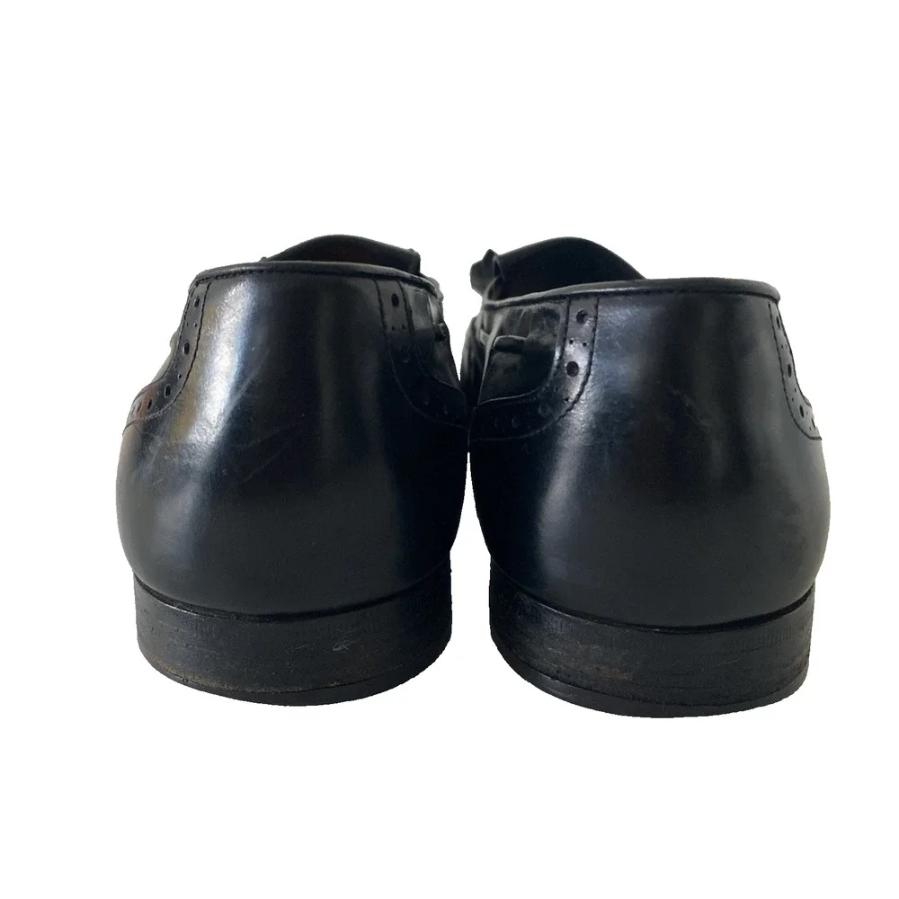 SALVATORE FERRAGAMO Lucas Leather Kiltie Tassel Loafer Dress Shoe Black 9 D